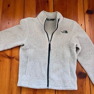 The North Face Sherpa Fleece Jacket in Cream with Black Trim